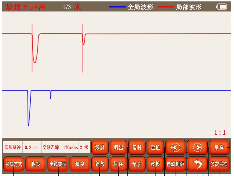 電纜故障測(cè)試儀低壓脈沖法測(cè)試波形及距離卡位